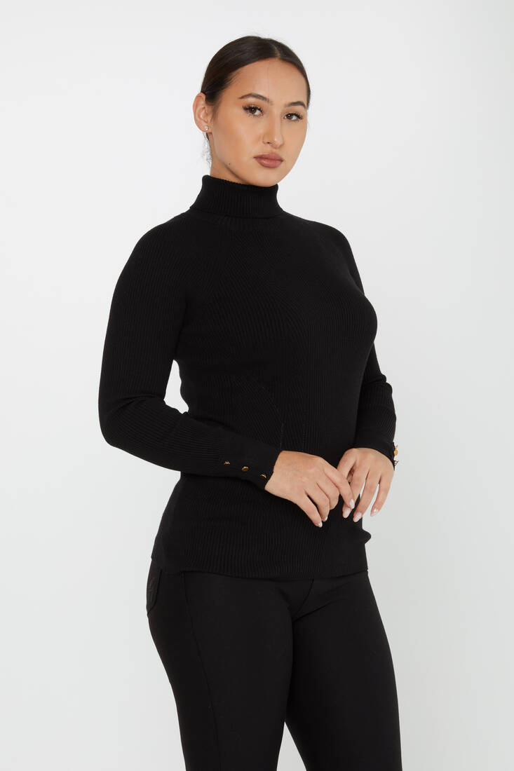 Women's Knitwear Sleeve Detail Black - 16173 | KAZEE