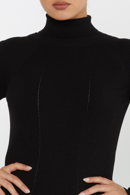 Women's Knitwear Sleeve Detail Black - 16173 | KAZEE - Thumbnail