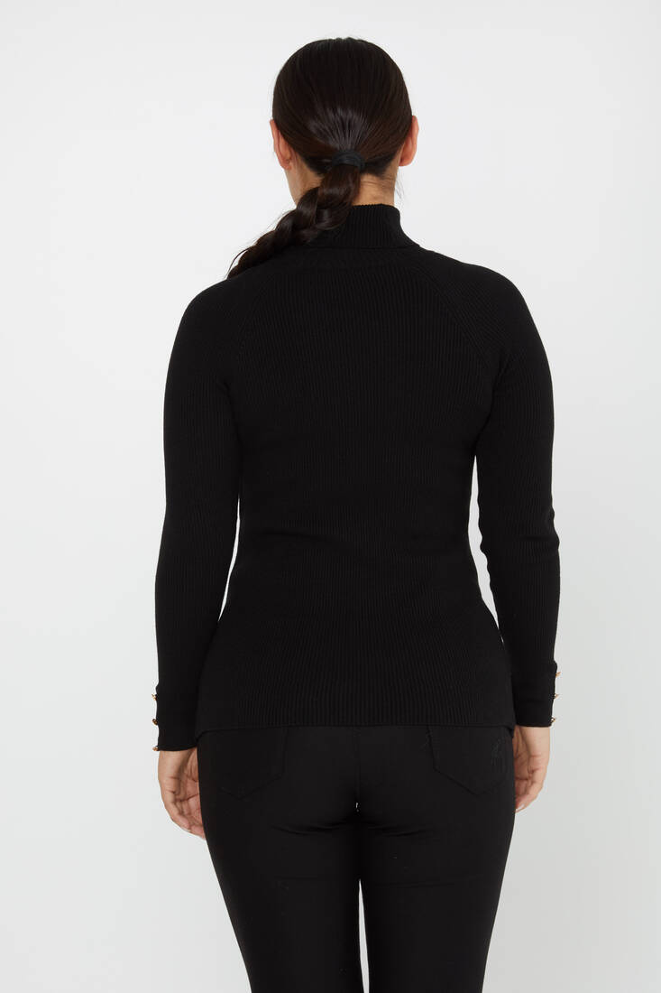 Women's Knitwear Sleeve Detail Black - 16173 | KAZEE