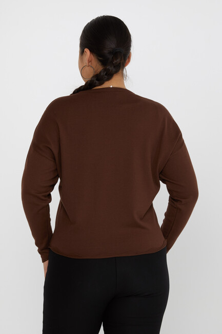 Women's Knitwear Arm Detail Stoned Brown - 31724 | KAZEE - Thumbnail