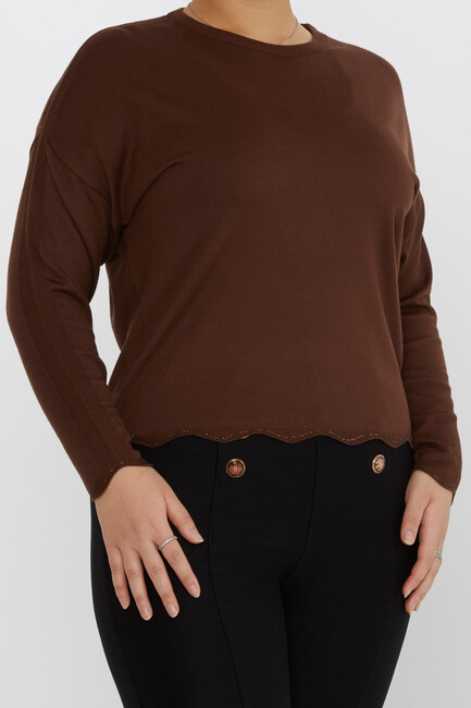 Women's Knitwear Arm Detail Stoned Brown - 31724 | KAZEE - Thumbnail