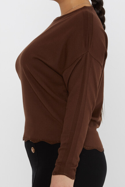 Women's Knitwear Arm Detail Stoned Brown - 31724 | KAZEE - Thumbnail