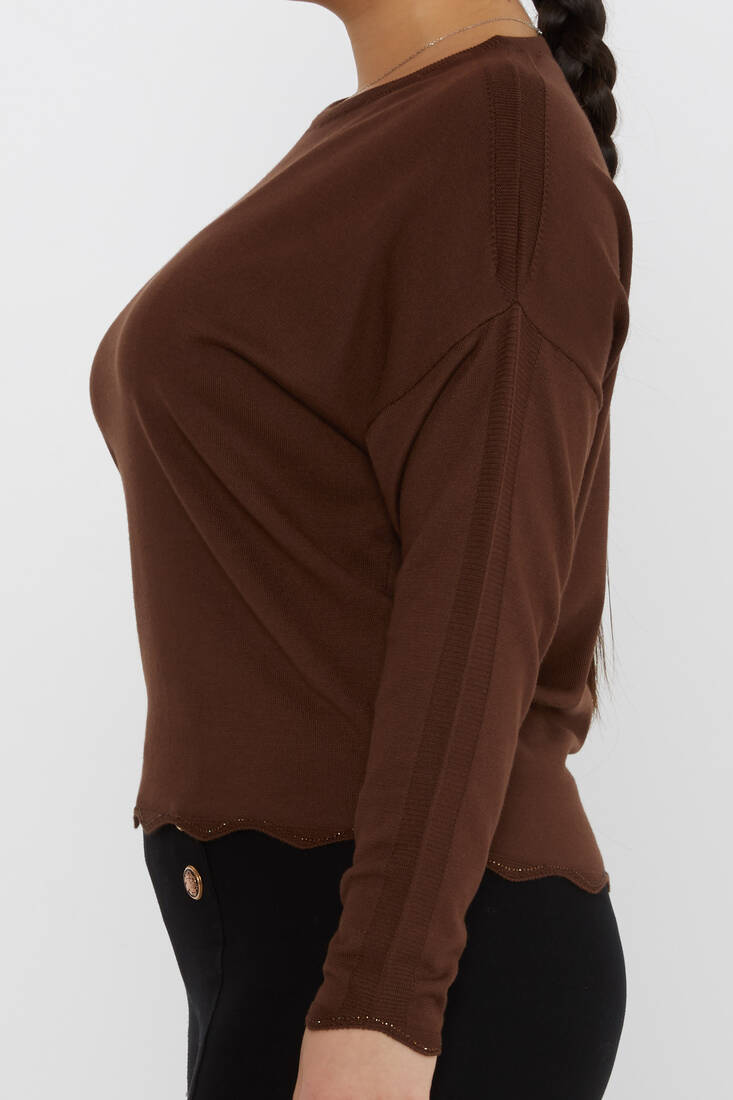 Women's Knitwear Arm Detail Stoned Brown - 31724 | KAZEE