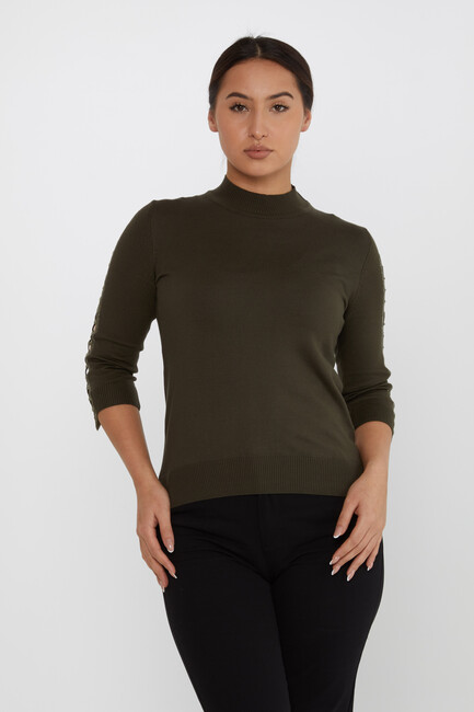 Women's Knitwear Arm Detail Stone Khaki - 31245 | KAZEE - Thumbnail