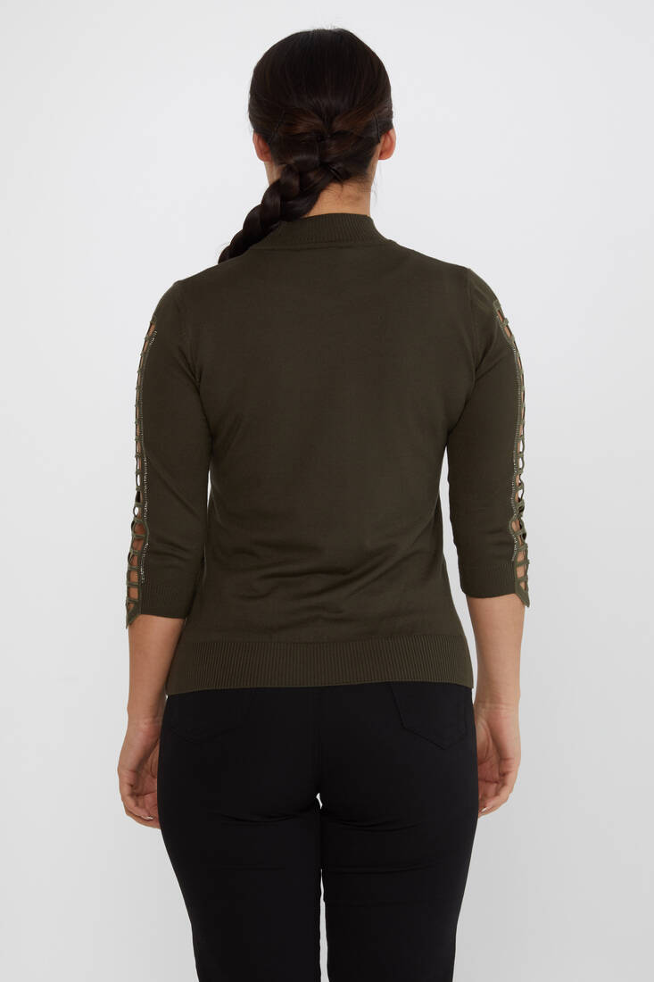 Women's Knitwear Arm Detail Stone Khaki - 31245 | KAZEE