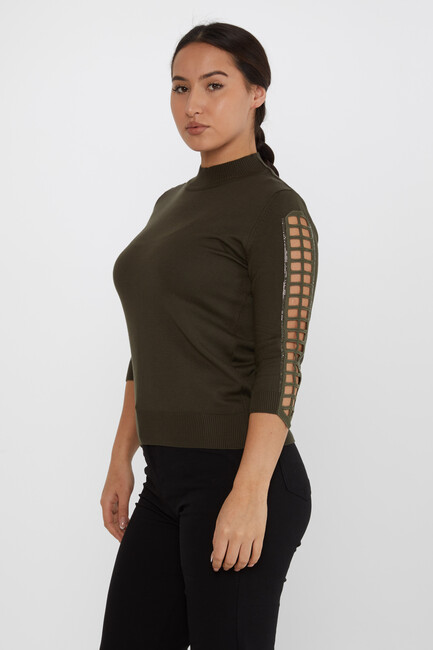 Women's Knitwear Arm Detail Stone Khaki - 31245 | KAZEE - Thumbnail