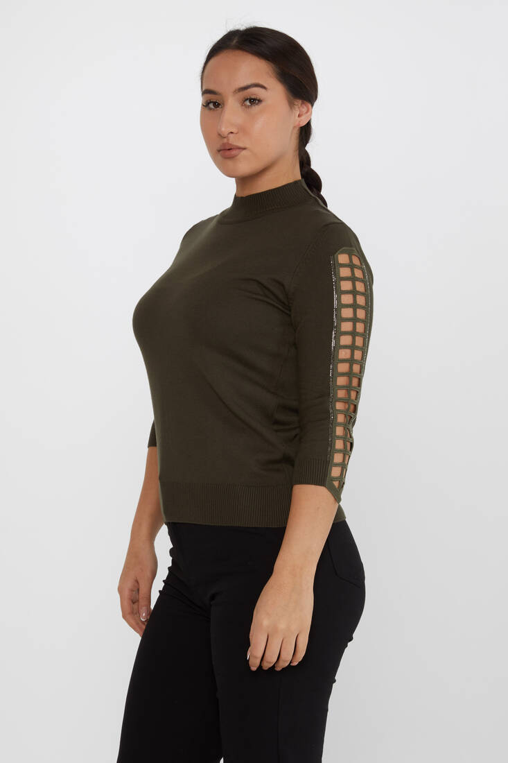 Women's Knitwear Arm Detail Stone Khaki - 31245 | KAZEE