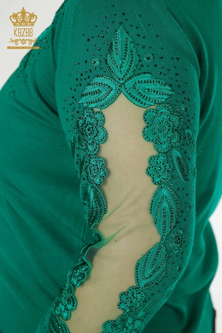 Women's Knitwear Sleeve Detailed Green - 30123 | KAZEE - Thumbnail