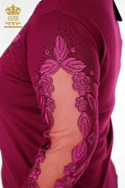 Women's Knitwear Sleeve Detailed Purple - 30123 | KAZEE - Thumbnail