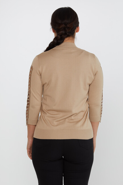 Women's Knitwear Arm Detail Stoned Mink - 31245 | KAZEE - Thumbnail