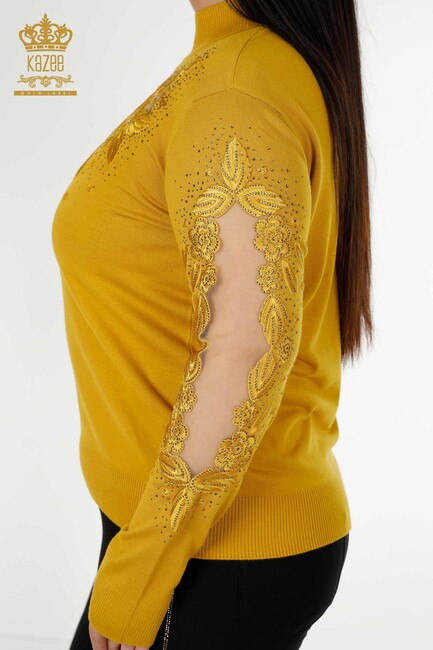 Women's Knitwear Sleeve Detailed Saffron - 30123 | KAZEE - Thumbnail