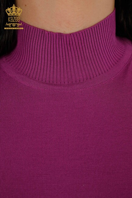 Women's Knitwear Standing Neck Lilac - 16168 | KAZEE - Thumbnail