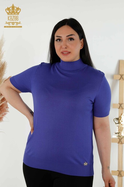 Women's Knitwear Standing Neck Violet - 16168 | KAZEE - Thumbnail