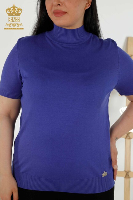 Women's Knitwear Standing Neck Violet - 16168 | KAZEE - Thumbnail