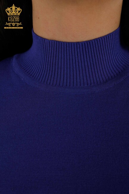 Women's Knitwear Standing Neck Violet - 16168 | KAZEE - Thumbnail