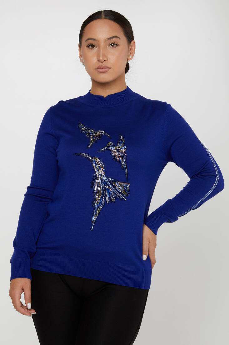 Women's Knitwear Stone Bird Patterned Saks - 31038 | KAZEE