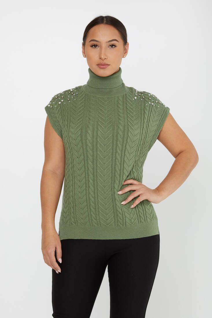 Women's Knitwear Stone Sweater Khaki - 30242 | KAZEE