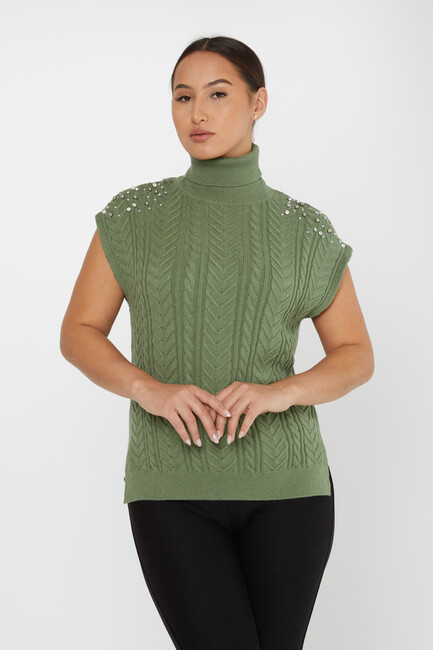 Women's Knitwear Stone Sweater Khaki - 30242 | KAZEE - Thumbnail