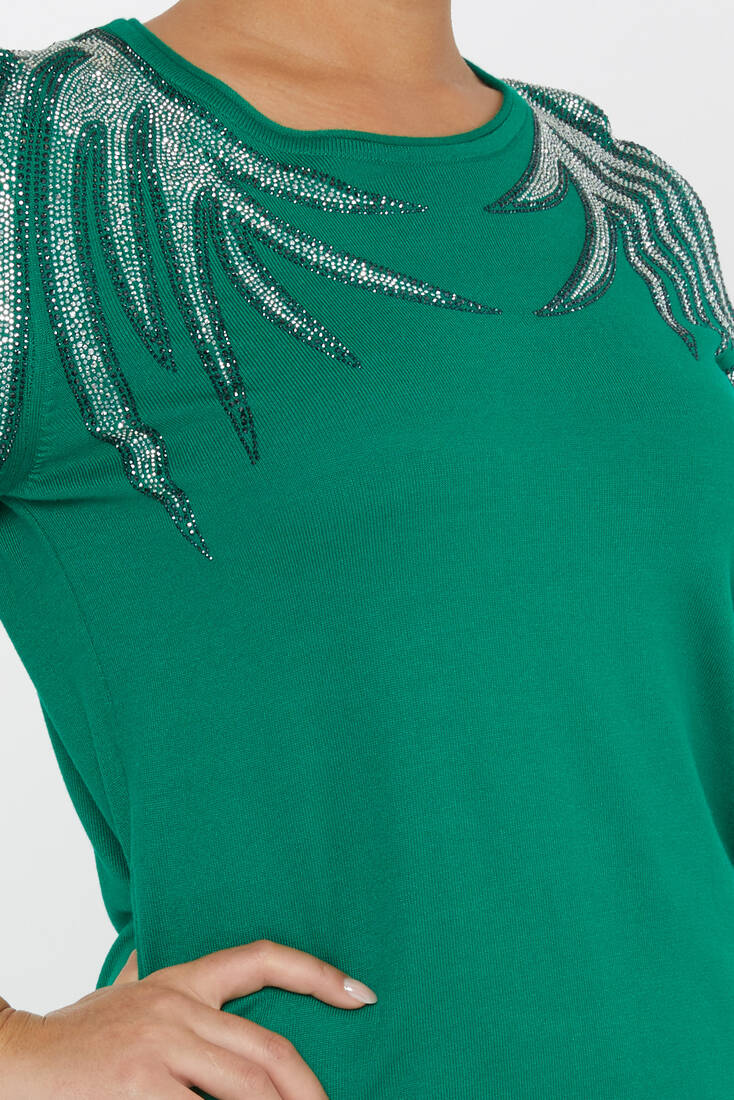 Women's Knitwear Stone Detailed American Model Emerald - 31237 | KAZEE