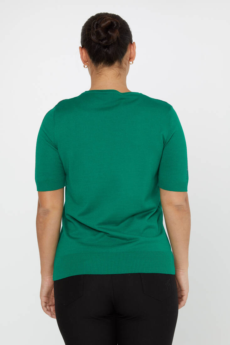 Women's Knitwear Stone Detailed American Model Emerald - 31237 | KAZEE