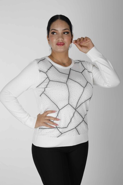 Women's Knitwear Stoned Ecru - 30531| KAZEE - Thumbnail