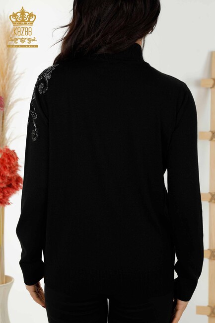 Women's Knitwear Stone Embroidered Black - 30013 | KAZEE - Thumbnail