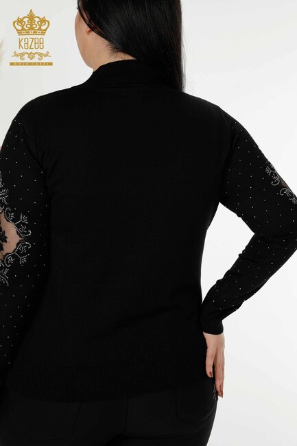 Women's Knitwear Stone Embroidered Black - 30014 | KAZEE - Thumbnail