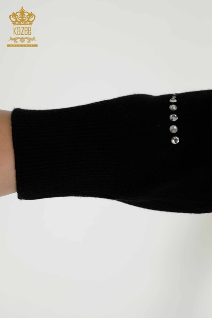 Women's Knitwear Stone Embroidered Black - 30157 | KAZEE - Thumbnail