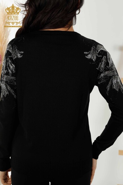 Women's Knitwear Stone Embroidered Black - 30210 | KAZEE - Thumbnail