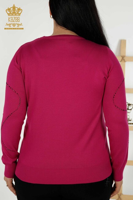 Women's Knitwear Embroidered Fuchsia - 30157 | KAZEE - Thumbnail