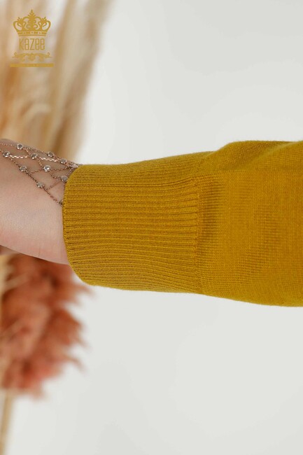 Women's Knitwear Stone Embroidered Mustard - 30157 | KAZEE - Thumbnail