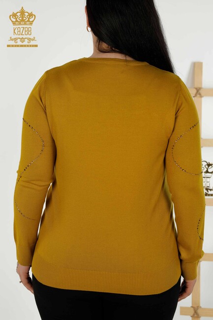 Women's Knitwear Stone Embroidered Mustard - 30157 | KAZEE - Thumbnail