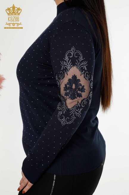 Women's Knitwear Embroidered Navy Blue - 30014 | KAZEE - Thumbnail