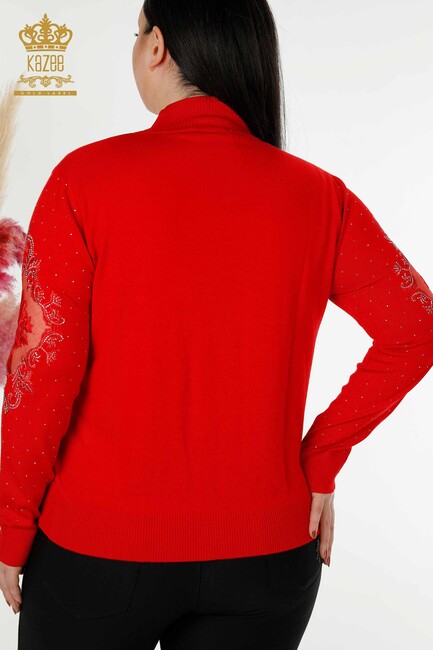 Women's Knitwear Embroidered Red - 30014 | KAZEE - Thumbnail