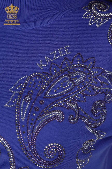 Women's Knitwear Stone Embroidered Violet - 30013 | KAZEE - Thumbnail