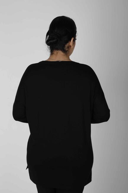 Women's Knitwear Stoned Long Sleeve Black - 30220 | KAZEE - Thumbnail