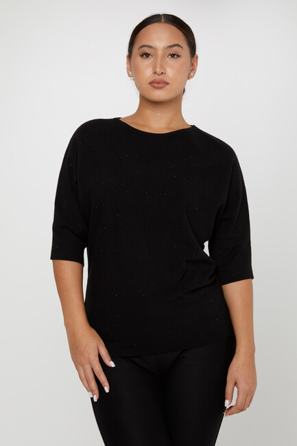 Women's Knitwear Stoned Long Sleeve Black - 31065 | KAZEE - Thumbnail