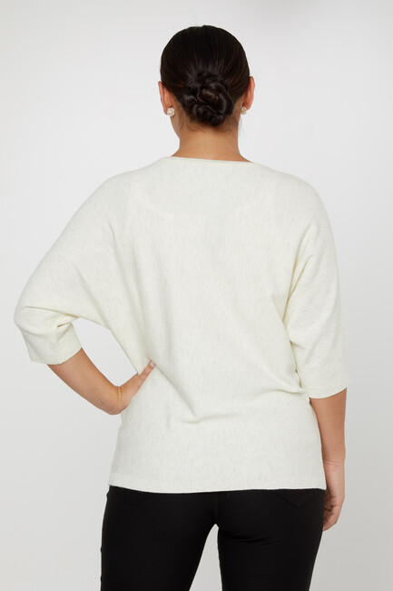 Women's Knitwear Stoned Long Sleeve Ecru - 31065 | KAZEE - Thumbnail