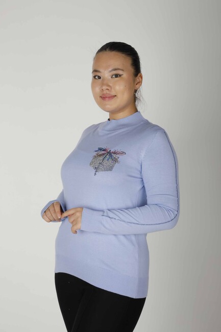 Women's Knitwear Stoned Long Sleeve Light Blue - 30473 | KAZEE - Thumbnail