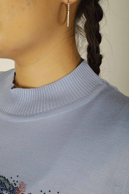 Women's Knitwear Stoned Long Sleeve Light Blue - 30473 | KAZEE - Thumbnail