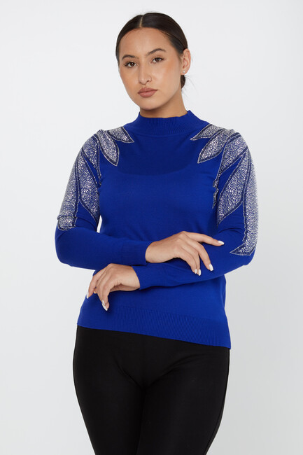 Women's Knitwear Stoned Long Sleeve Sweater Saxe - 30114 | KAZEE - Thumbnail