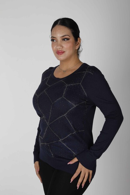 Women's Knitwear Stoned Navy Blue - 30531| KAZEE - Thumbnail