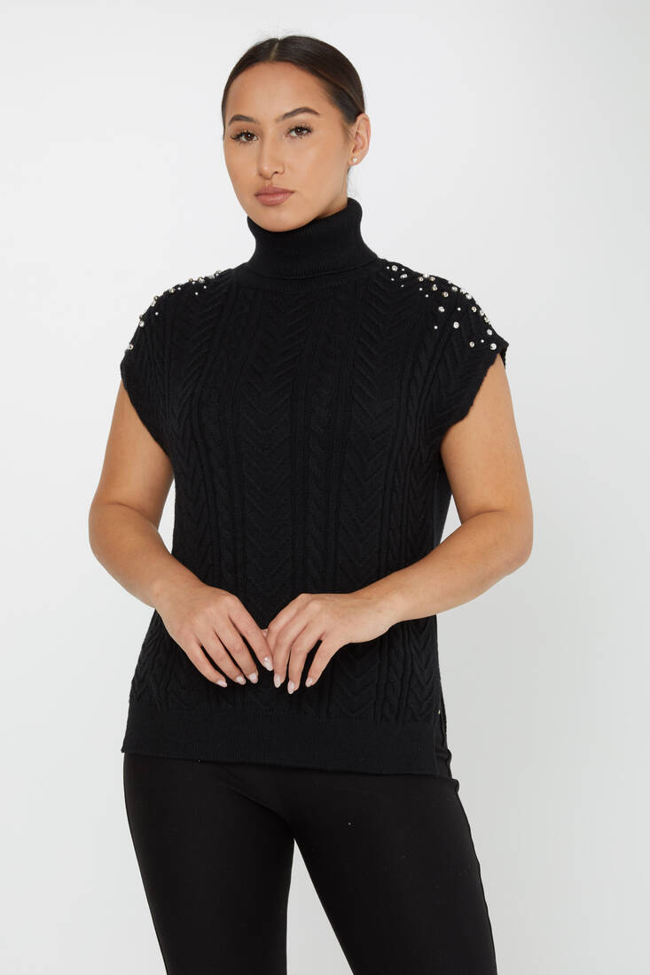 Women's Knitwear Stone Sweater Black - 30242 | KAZEE