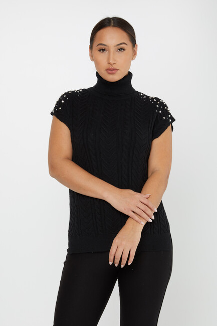 Women's Knitwear Stone Sweater Black - 30242 | KAZEE - Thumbnail