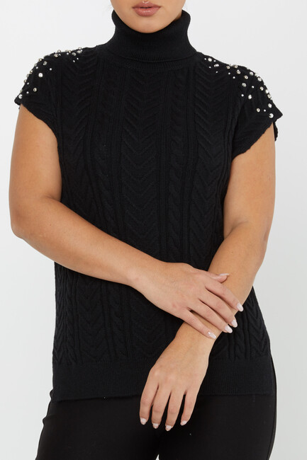 Women's Knitwear Stone Sweater Black - 30242 | KAZEE - Thumbnail