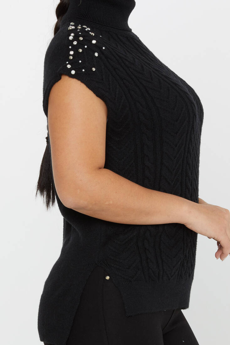 Women's Knitwear Stone Sweater Black - 30242 | KAZEE