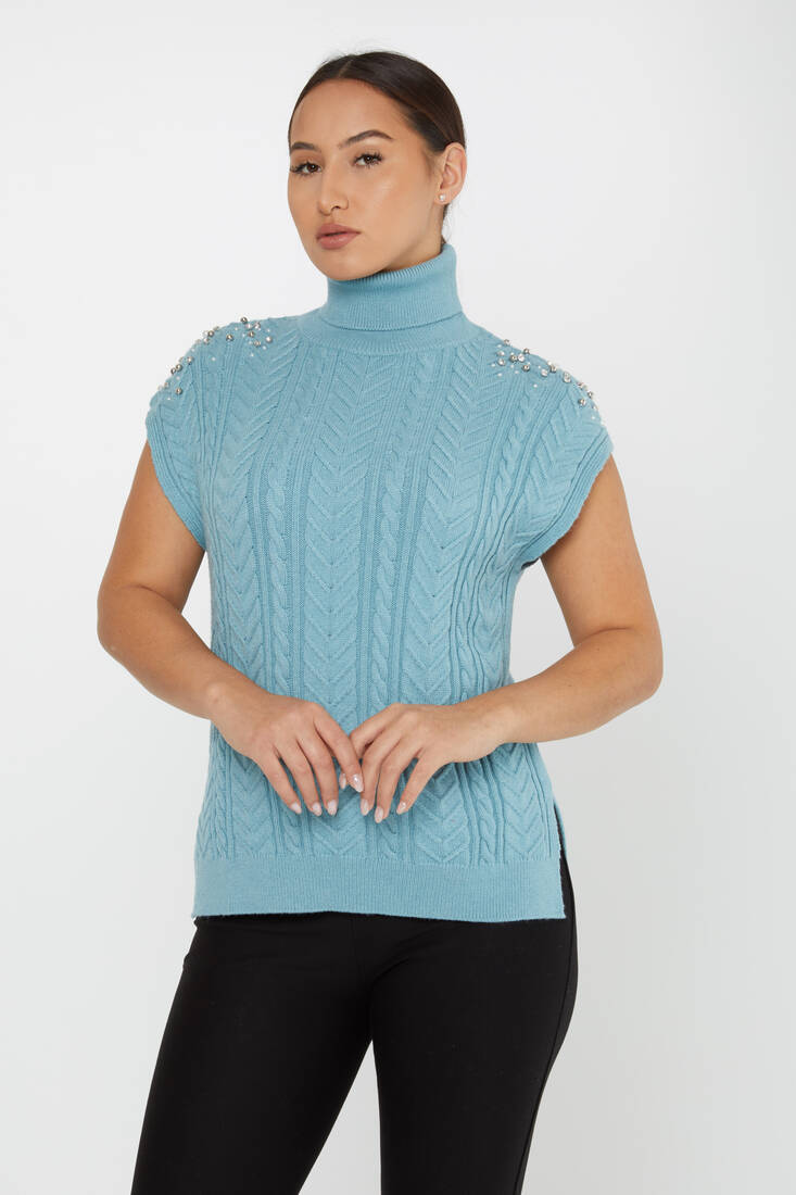 Women's Knitwear Stone Sweater Blue - 30242 | KAZEE