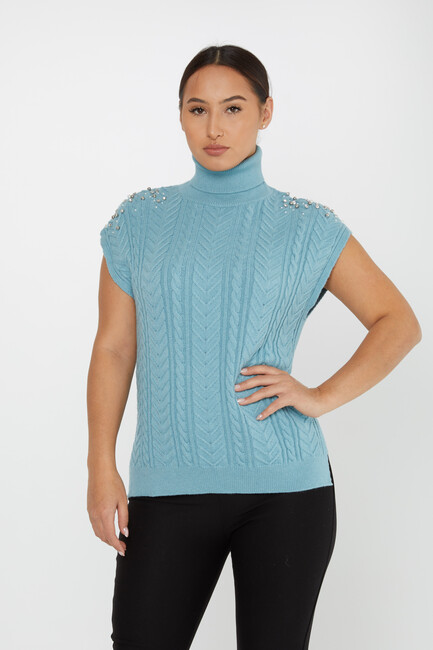 Women's Knitwear Stone Sweater Blue - 30242 | KAZEE - Thumbnail