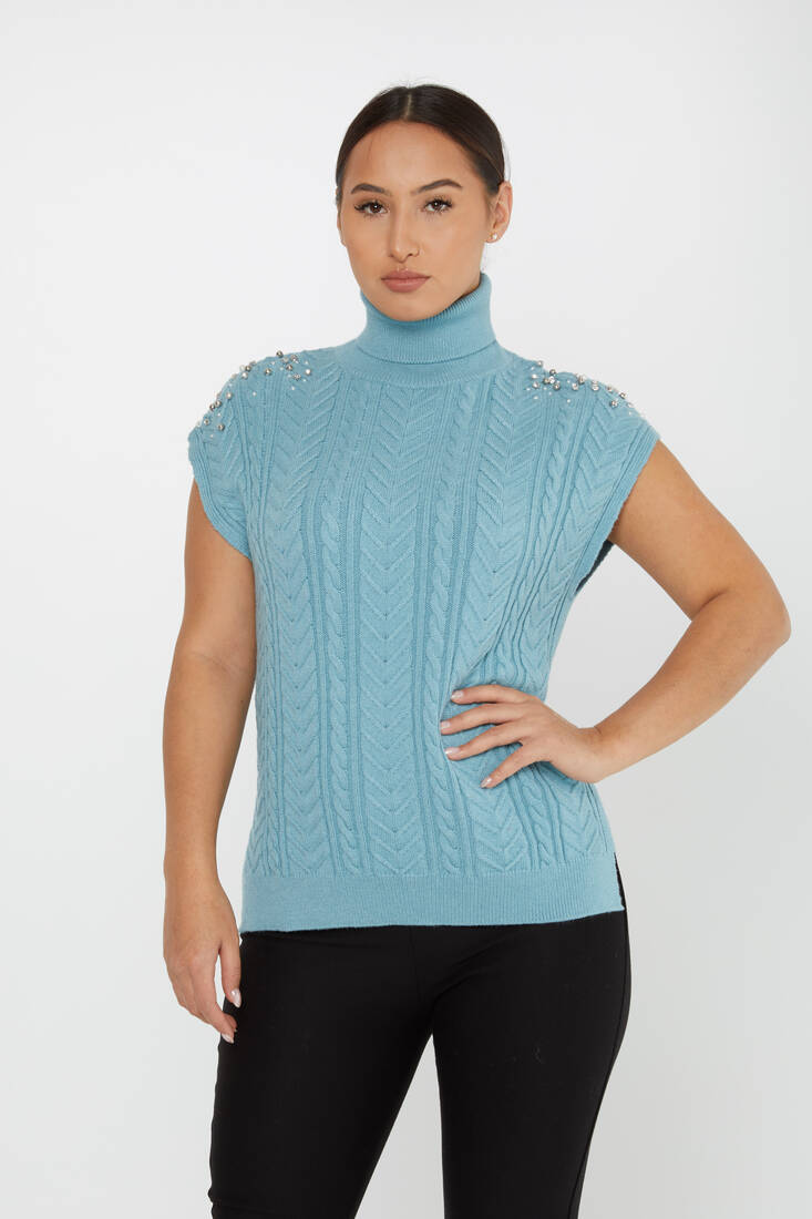 Women's Knitwear Stone Sweater Blue - 30242 | KAZEE