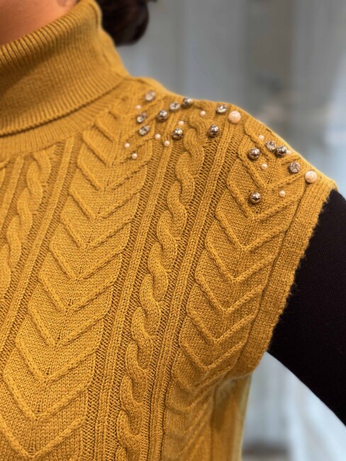 Women's Knitwear Stone Sweater Mustard - 30242 | KAZEE - Thumbnail